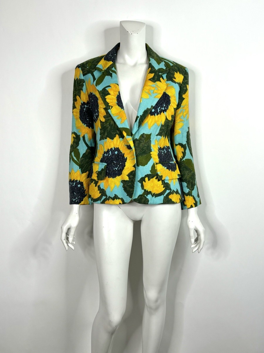 MOSCHINO ジャケット Vtg MOSCHINO CHEAP & CHIC 90s BLUE SUNFLOWER PRINT JACKET 44