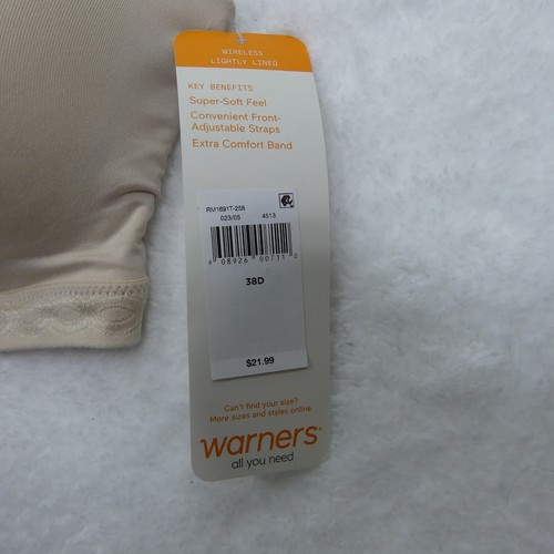 Warners Bra Womens 38D Beige Wireless Lightly Lined Simply Perfect RM1691T - Picture 5 of 10