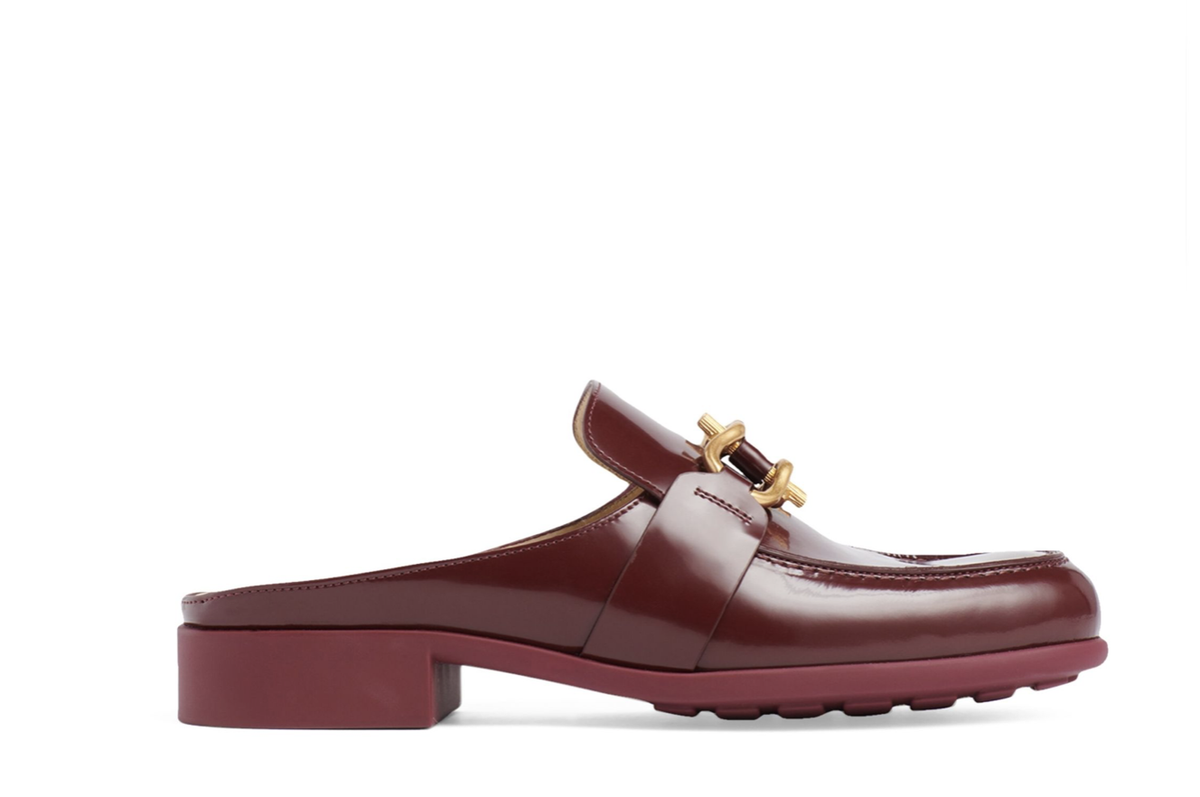 Bottega Veneta Monsieur Soft Vinyl Mocassin Mules, Merlot - Retail 