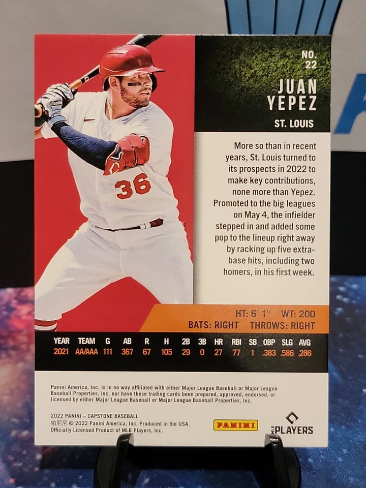 2022 Panini Capstone Juan Yepez RC Rookie St Louis Cardinals - Image 2 of 2