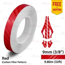 3/8" 9mm PinStriping Stripe Tape Styling Decal Vinyl Sticker CARBON FIBER RED