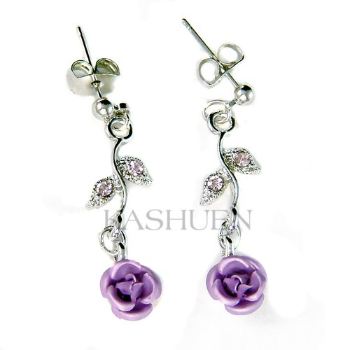 Lila Rosa Flor Con Cristal Swarovski de Boda Lindo | eBay