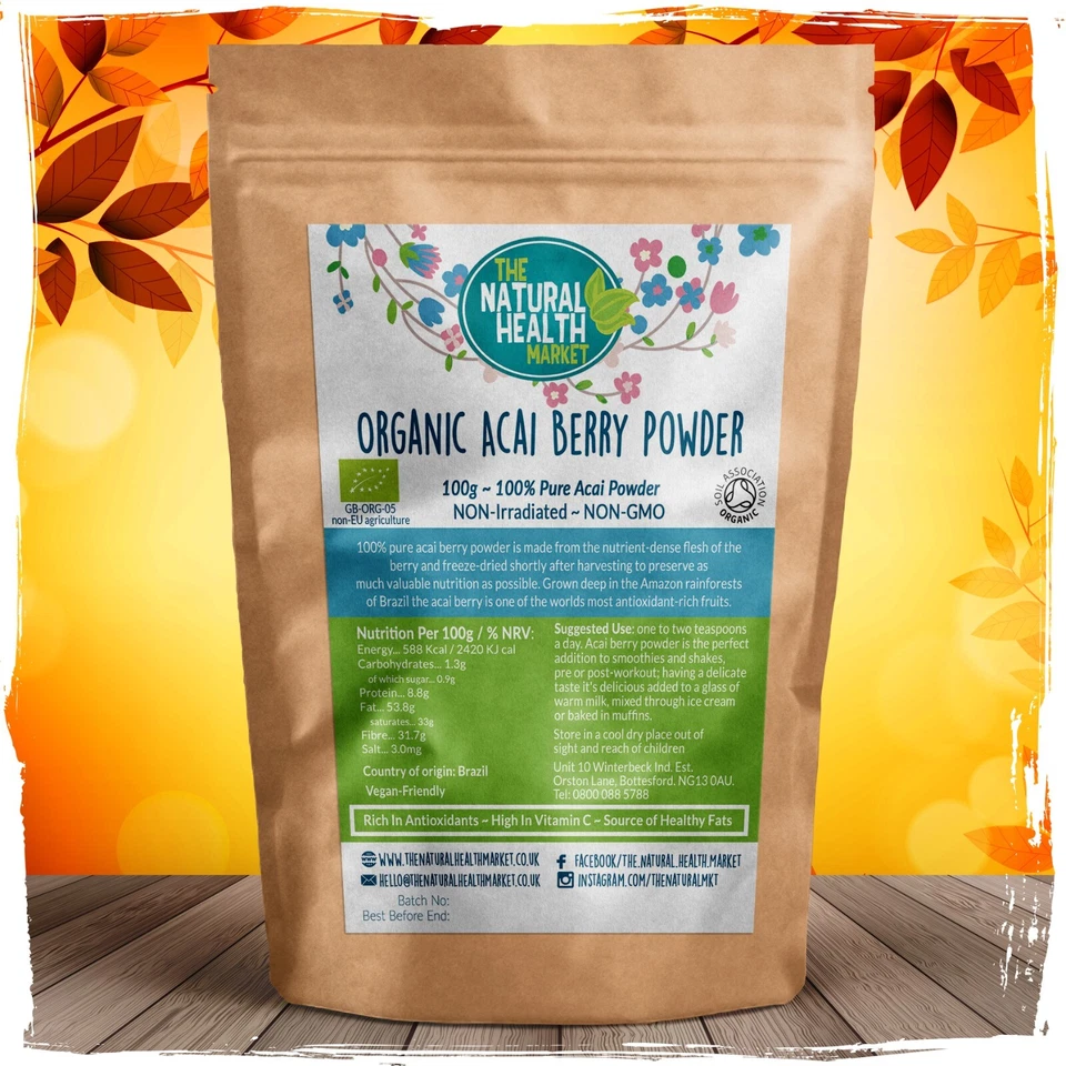 Organic Acai Berry Powder 100% PURE ACAI Freeze-Dried Brazil Origin 50g to 800g - Image 4 of 4