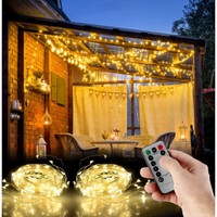 Lunartec 2Er-Set Led-LichtervorhäNge, 300 Leds, Fernbedienung, 3X3 M, Warmweiß