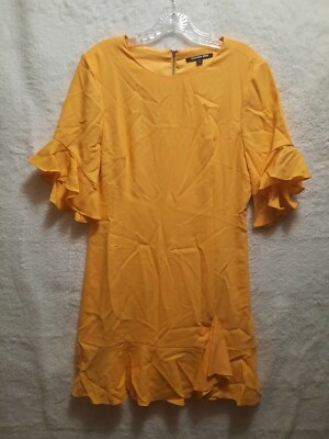 yellow bodycon mini dress Yellow Knit Bandage Bodycon Mini Dress With Gold Buttons S