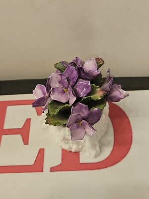 Vintage Aynsley November Violet's Purple Bouquet In Cream Pot Bone