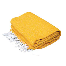 Yellow Mexican Blanket Solid Color White Tassel Throw Blanket Yoga Beach Camping