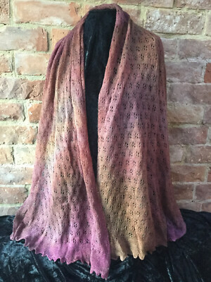 MoBair handgefärbte Baby Alpaka & Wolle Stola 80x32 rosa taupe Töne