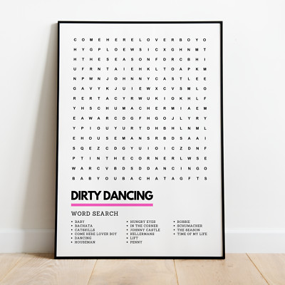 Dirty Dancing Wortsuche Kunstdruck A3 A4 gerahmt ungerahmt Wandbild Wohndeko