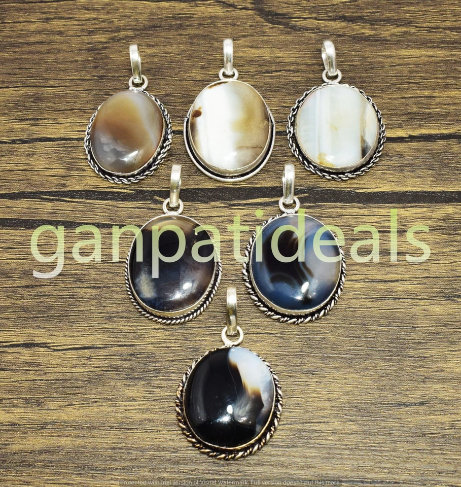 Colgante de piedras preciosas de ágata hecho a mano enchapado en plata 925 joyería al por mayor Foto 2 de 4