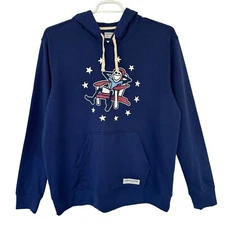 Life is Good Terri Pullover Hoodie Adirondack Stars Patriotic Fun Blue Large NWT