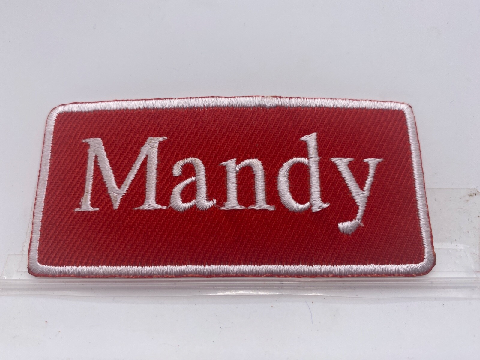 MANDY  NEW EMBROIDERED  SEW / IRON ON NAME PATCH ASSORTED COLORS