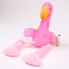 Rare Ty Beanie Babies Pinky The Flamingo Plush Toy Retired Stuffed Animal w/ Tag