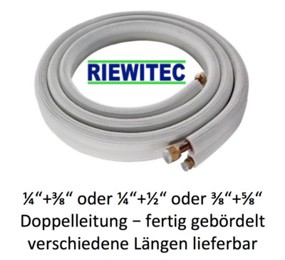 Kältemittelleitung 1/4''+3/8'', 1/4+1/2'', 3/8+5/8'', diverse Längen - montagefertig