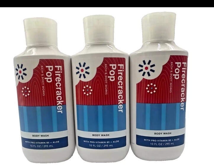 3 Bath & Body Works Firecracker Pop Body Wash Shower Gel 10 oz Aloe B5