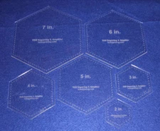 6 Piece Hexagon -Laser Cut Quilt Templates- Clear Acrylic 1/8"