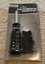 12-IN-1 SCREWDRIVER / NUT DRIVER / HARDWARE WRENCH  SET w Bit Storage in Handle