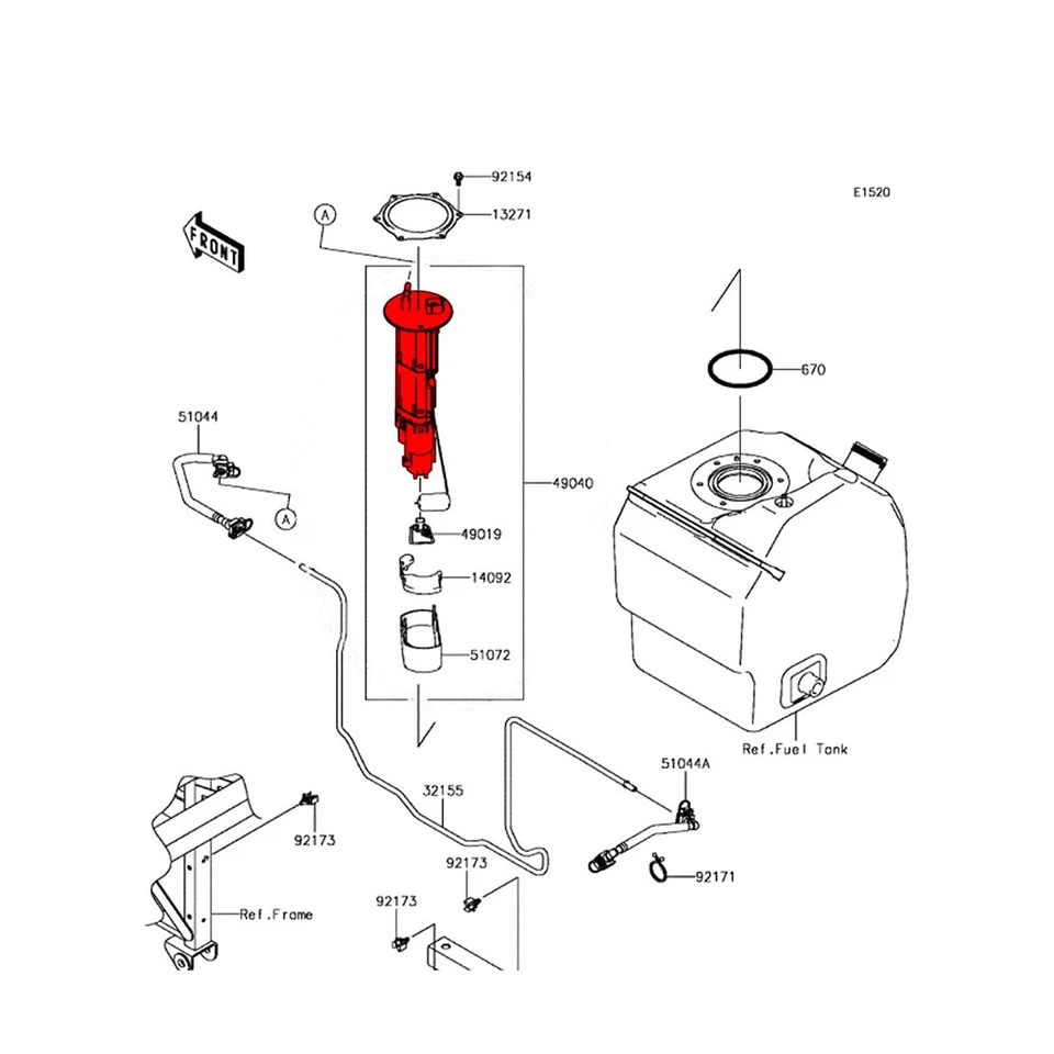 Conjunto de módulo de bomba de combustible para Kawasaki Teryx/4 750/800 2012-2023 #49040-0716 Foto 4 de 4