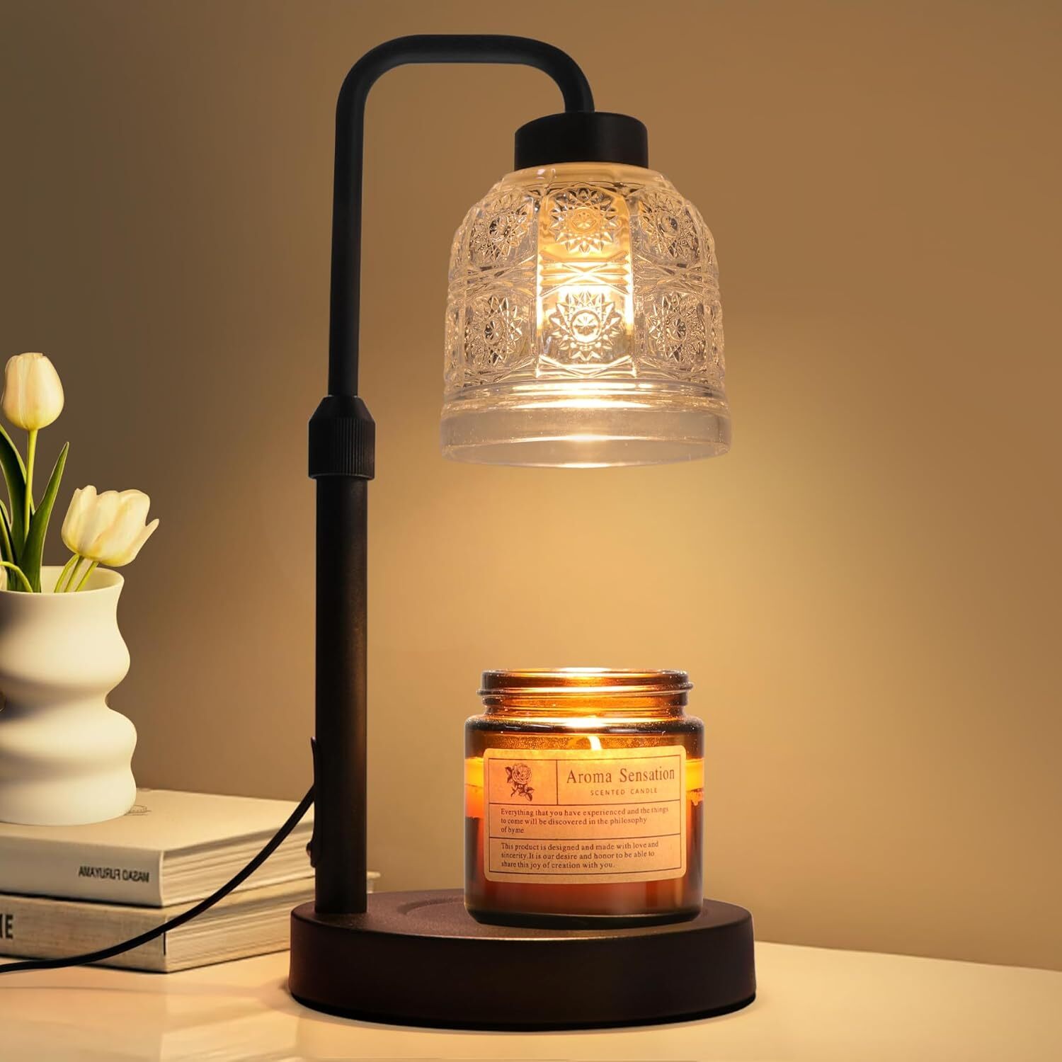Adjustable Dimmable Black Candle Warmer Lamp with Timer-image