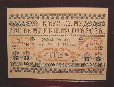 Rosewood Manor Walk Beside Me Wedding Sampler Counted Cross Stitch Pattern