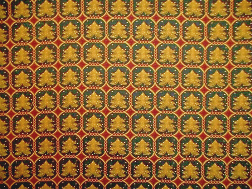 Christmas Fabric 1 3/4 Yard Green Xmas Tree Patch Quilting Cotton #12 Vtg