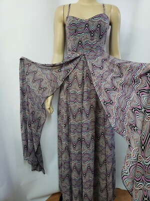 SANS SOUCI Womens Maxi Blue Multicolor Overlay Dress Size XS NWT #C