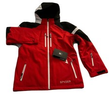 NWT-SPYDER KYD S CORTINA INSULATED SKI JACKET,LOGO,SZ.20,COLOR RED BLACK