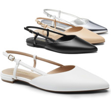 Women Low Heel Pointed Toe Slingback Flat Shoes Party Dress Office Work Shoes