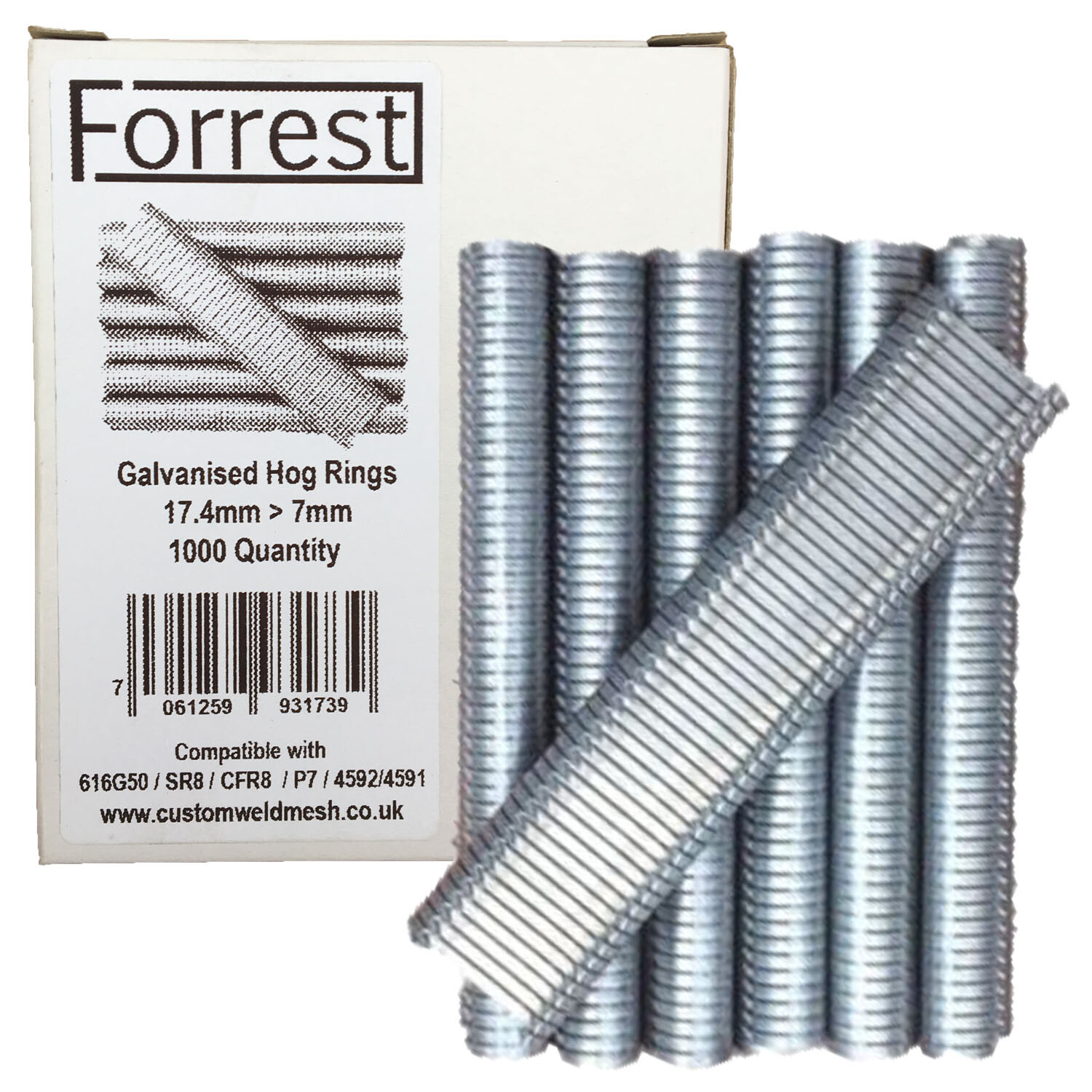 Hog Rings 1000QTY netting clips, cage making same size as Laser 4592/4591 G616