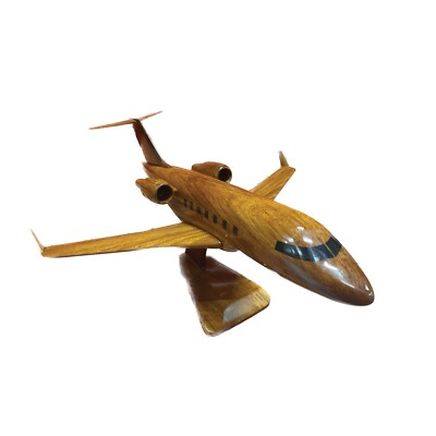 Bombardier Challenger 604 Mahogany Wood Desktop Airplane Model
