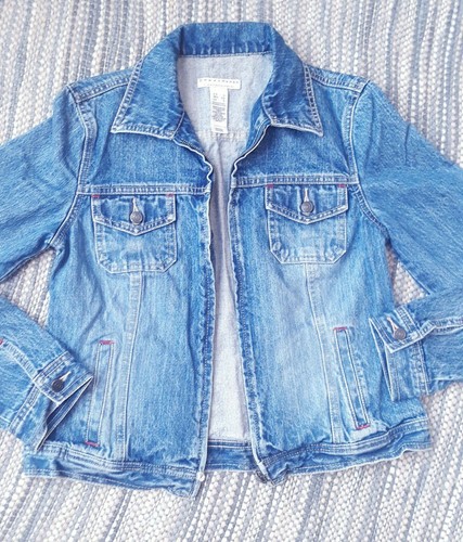 Jean Jacket Size S Cute Full Zipper Mid 