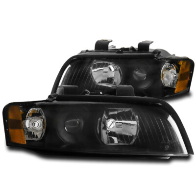 FOR 02 03 04 05 AUDI A4 S4 QUATTRO B6 PROJECTOR HEADLIGHTS HEADLAMPS LAMPS BLACK
