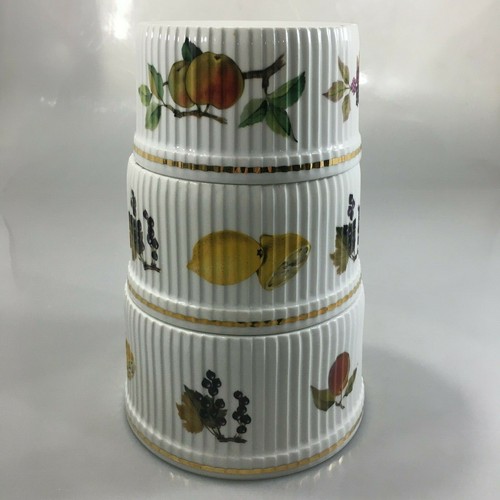 Juego de 3 cazuelas Royal Worcester Evesham de porcelana dorada para souffle de frutas - Imagen 2 de 11