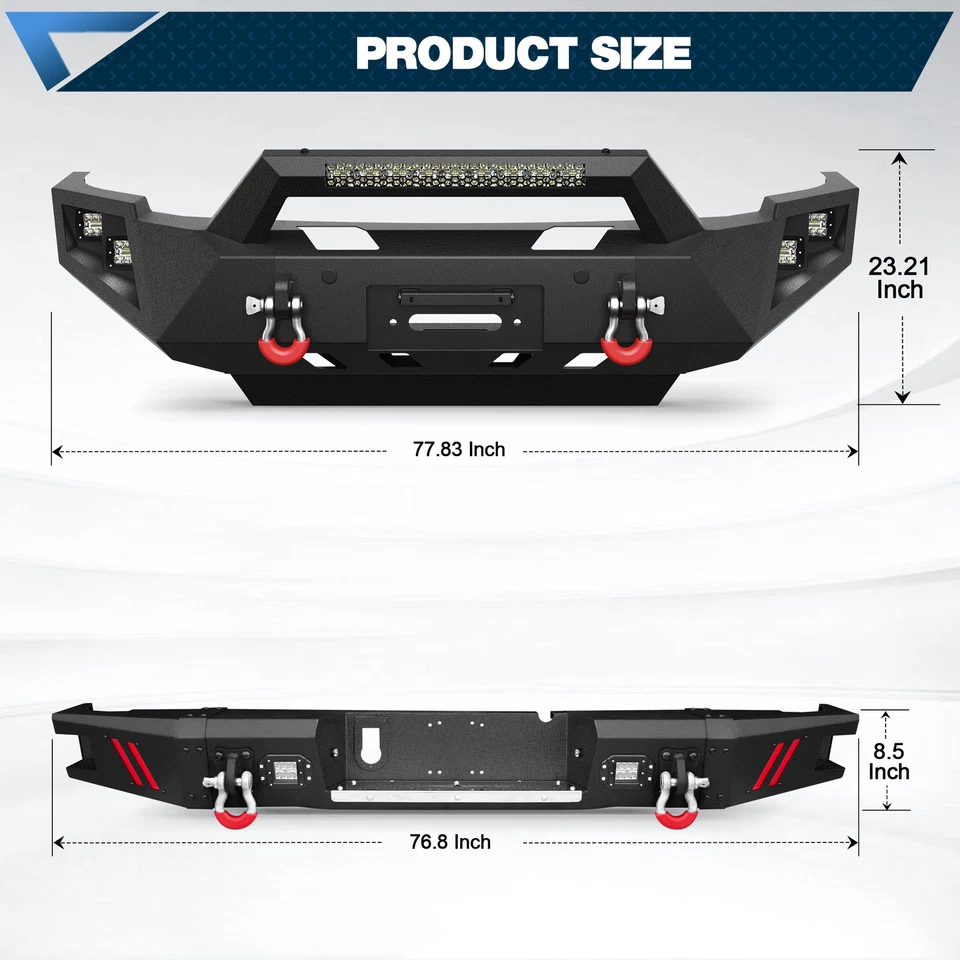 Front or Rear Bumper w/ Winch Plate & Lights For Dodge Ram 2500 3500 2010-2018  - Image 2 of 4