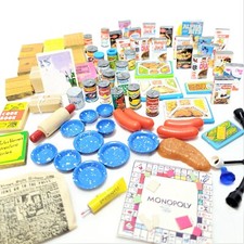 Vintage Dollhouse Miniature Accessories Enamelware Books Can Food Cereal Lot