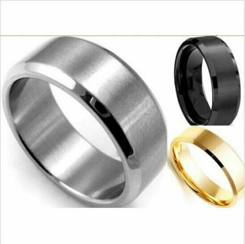 8mm Band Ring Gold Size Rose Blue Silver Black 45061 Man/Women's Steel Stainless - Bild 2 von 14