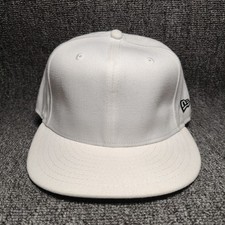 New Era Blank White Flat Brim Cap Side Logo Plain Hat Y305