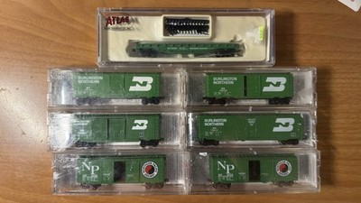 N Scale Micro Trains Atlas Burlington Northern Pacific Boxcar & Flatcar Lot