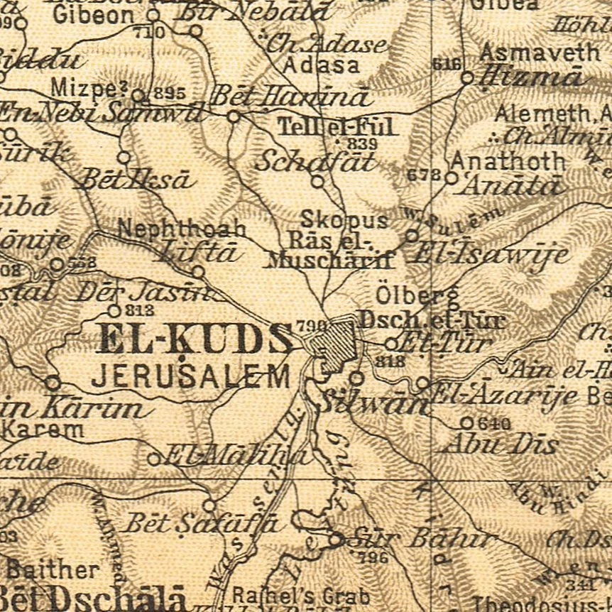 PALESTINE  JERUSALEM  WEST BANK  Al - Quds  Original map 1891 ISRAEL  Bethlehem - Image 4 of 4