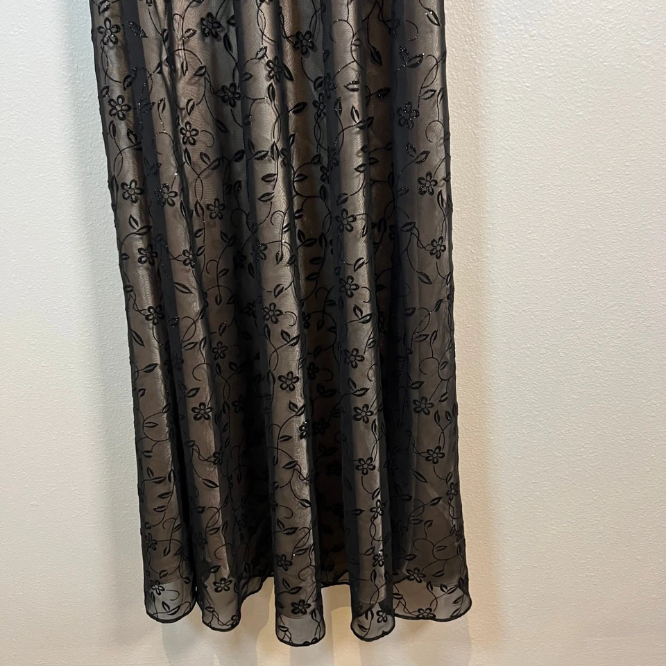 VTG Morgan & Co 90s Y2K Black Lace Halter Gown Satin Lined XS/S Glam Goth Prom - Image 4 of 4