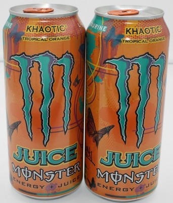Monster Juice (2-Pack) Khaotic Tropical Orange Energy Drink (2) 16 oz Cans NEW