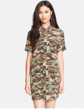 Equipment Femme Casual Camouflage Silk Short Sleeve Shirt Dress Size Medium Sale