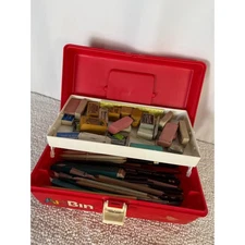 ArtBin Red Art Supply Storage Case Box with Pencils Brushes Erasers Leads