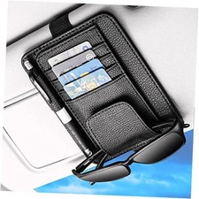 Black Small Car Sun Visor Organizer with Clip, Sunglasses Holders for Car Sun