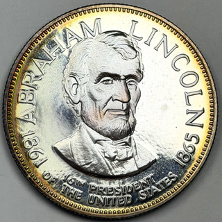 Abraham Lincoln 1 oz .925 Sterling Silver Presidential Medal RAINBOW TONING
