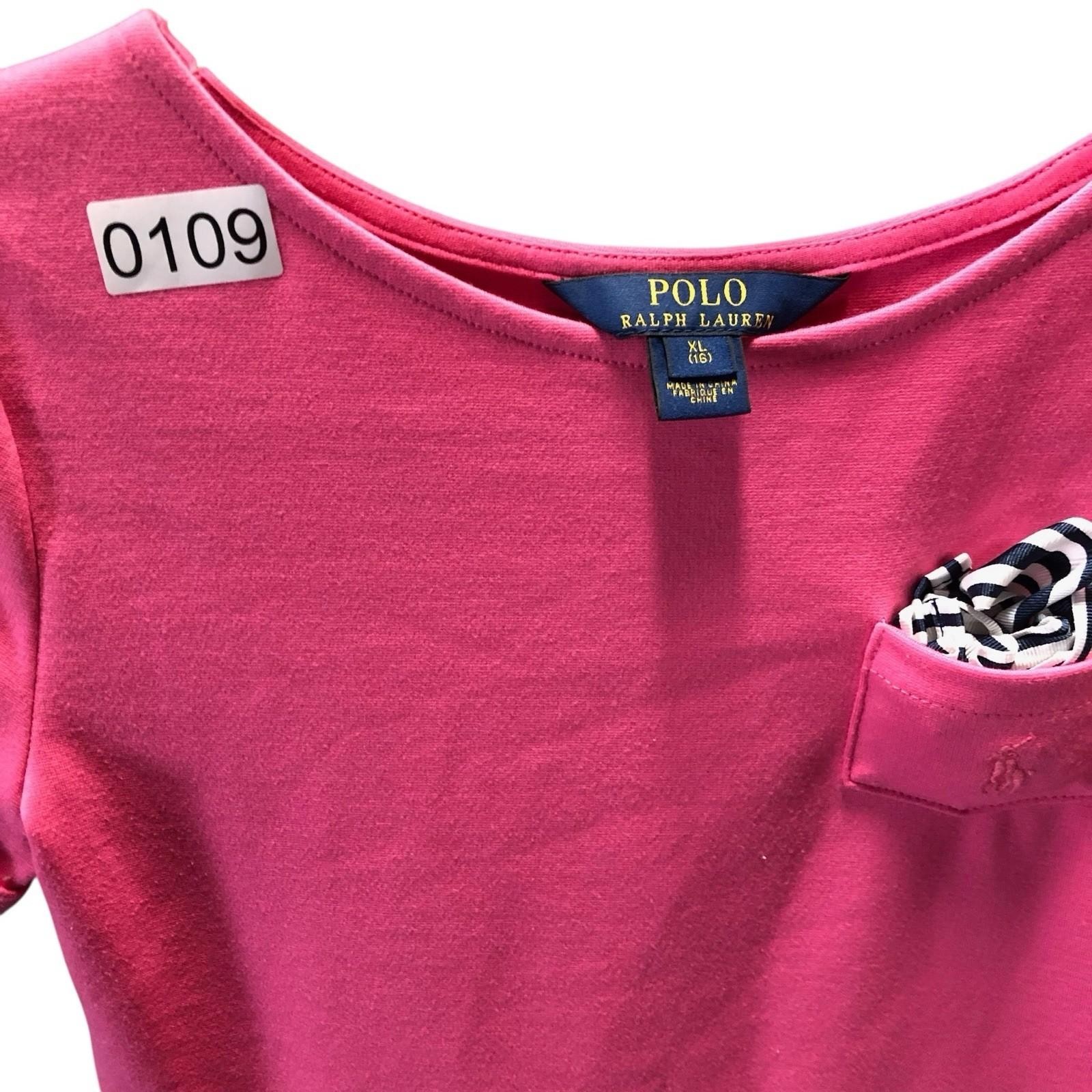 POLO RALPH LAUREN Dress Girls Pleated A-Line Stretchy - Sz XL Pink Fushia Preppy thumbnail 2