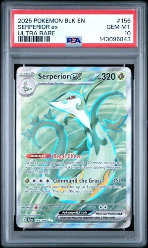 2025 POKEMON BLK EN-BLACK BOLT ULTRA RARE #156 SERPERIOR EX PSA 10