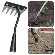 Garten Rechen Hacke mit 5-8 Zinken Mehrzweck Edelstahl Metallgriff