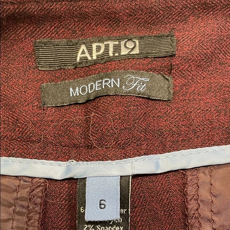 Apt. 9 Pantalones de vestir plisados borgoña oscuro para mujer, talla 6 Foto 2 de 4