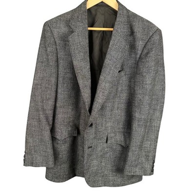 Circle S Mens Grey Herringbone Western Blazer Wool Silk Blend Made in USA 40R